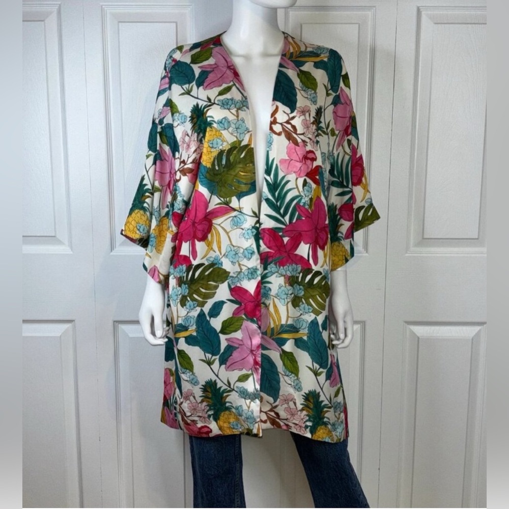 Zara Floral Kimono Blouse - Multicolor